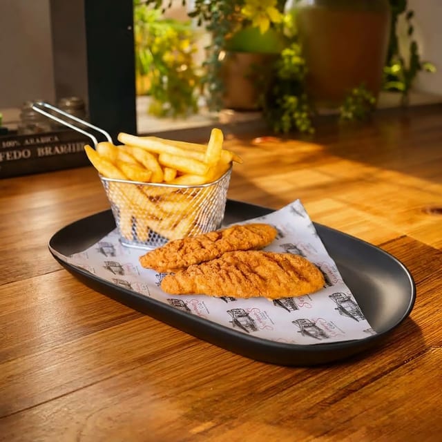 Kids Chicken Tender with French Fries.