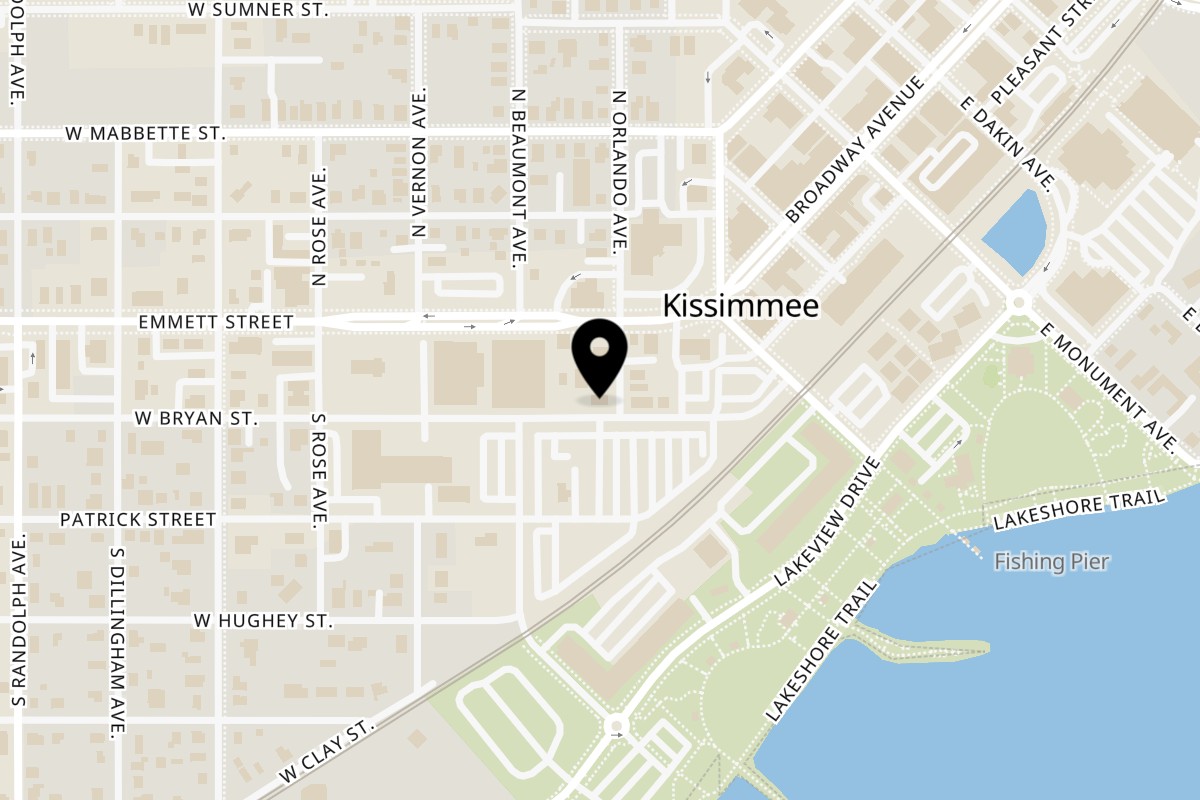 Map showing the location of Susana's Cafe on 18 S Orlando Ave in Kissimmee